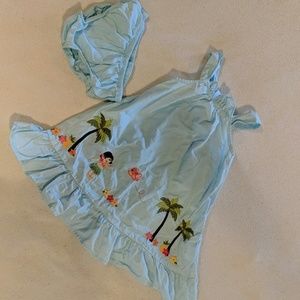 Light blue Hawaiian themed summer dress 3T